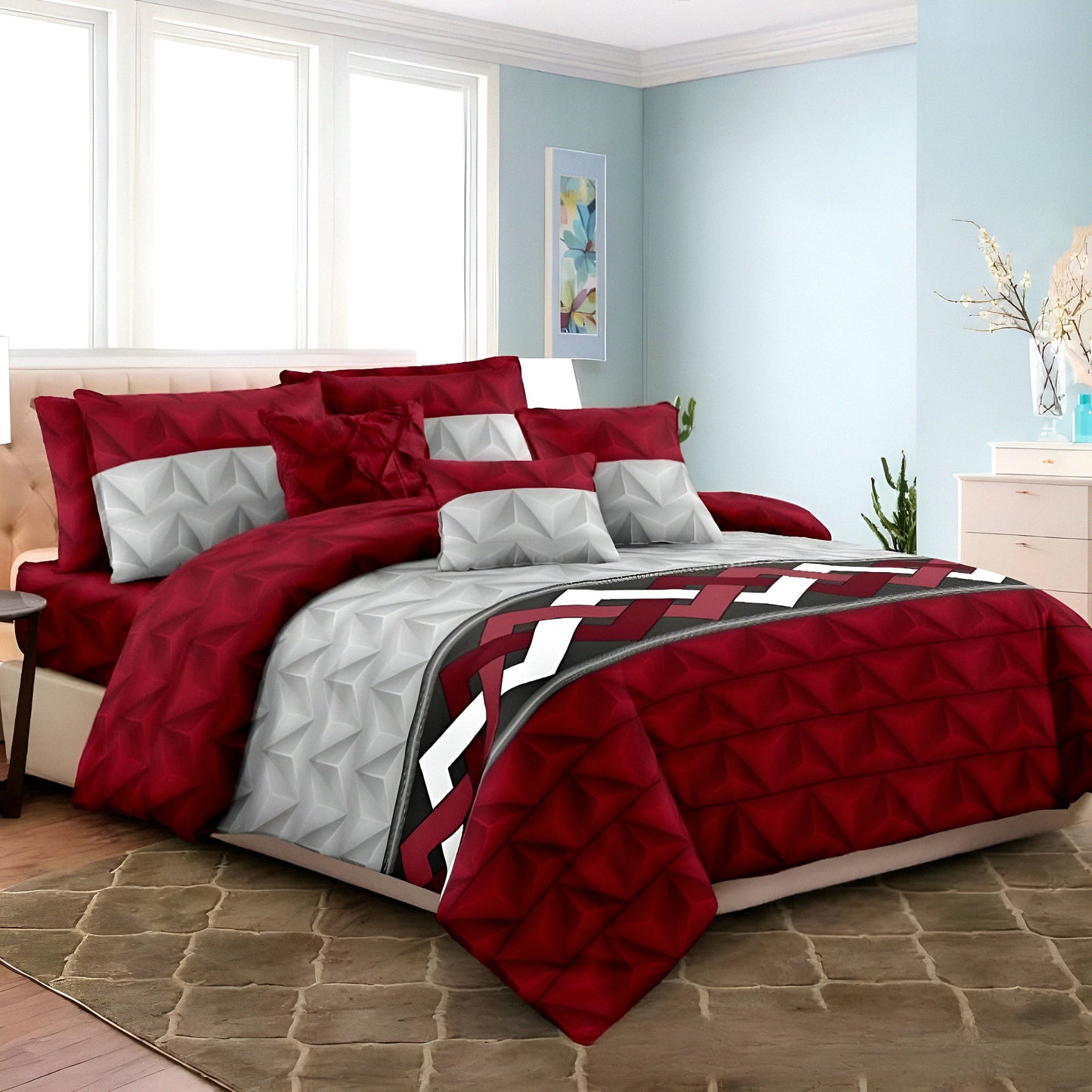 Geometric pattern bedsheet luxury bed linen in uae