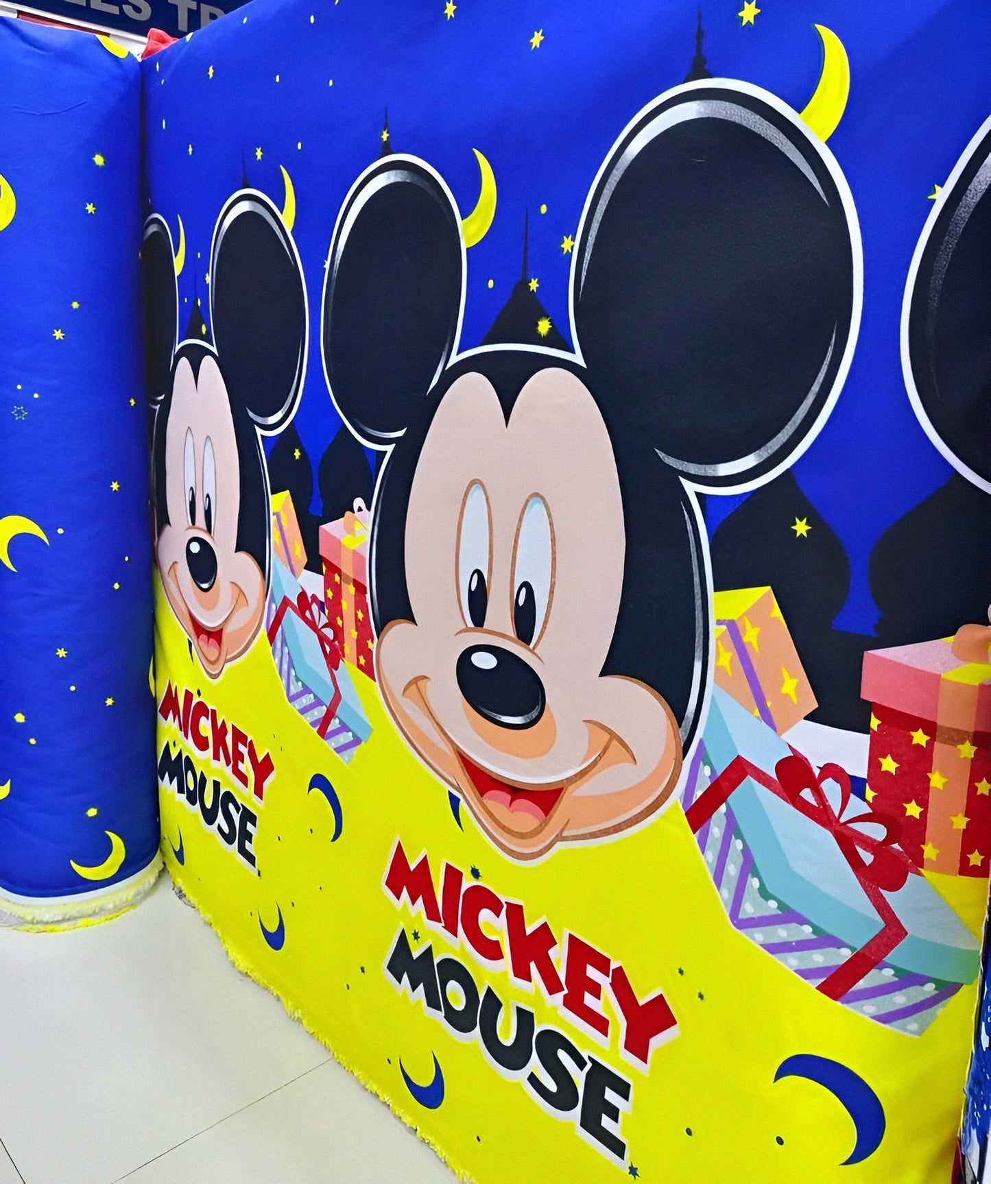 Character print cotton bedsheet with Mickey Mouse design, all sizes.