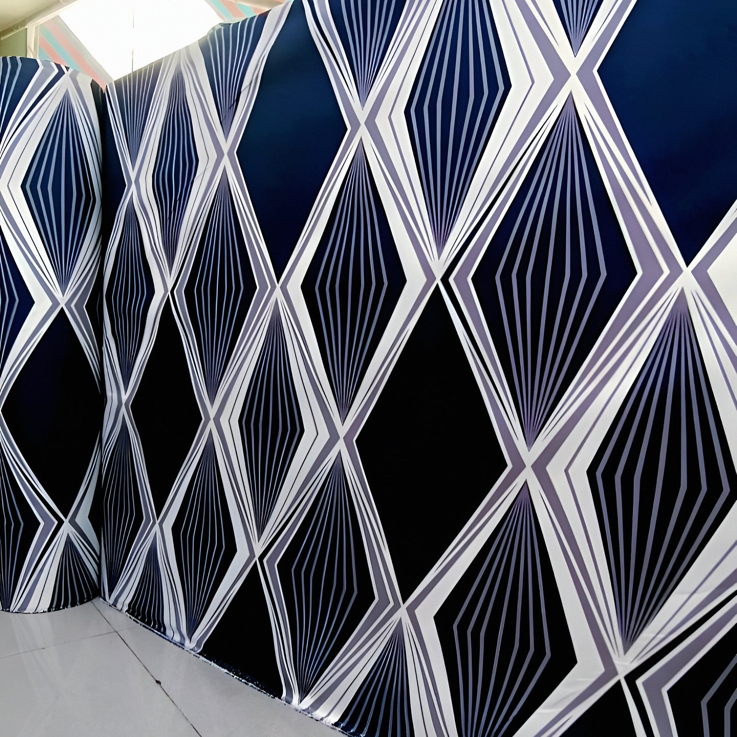 Dark blue geometric mixed-cotton bedsheet roll for wholesale in all sizes