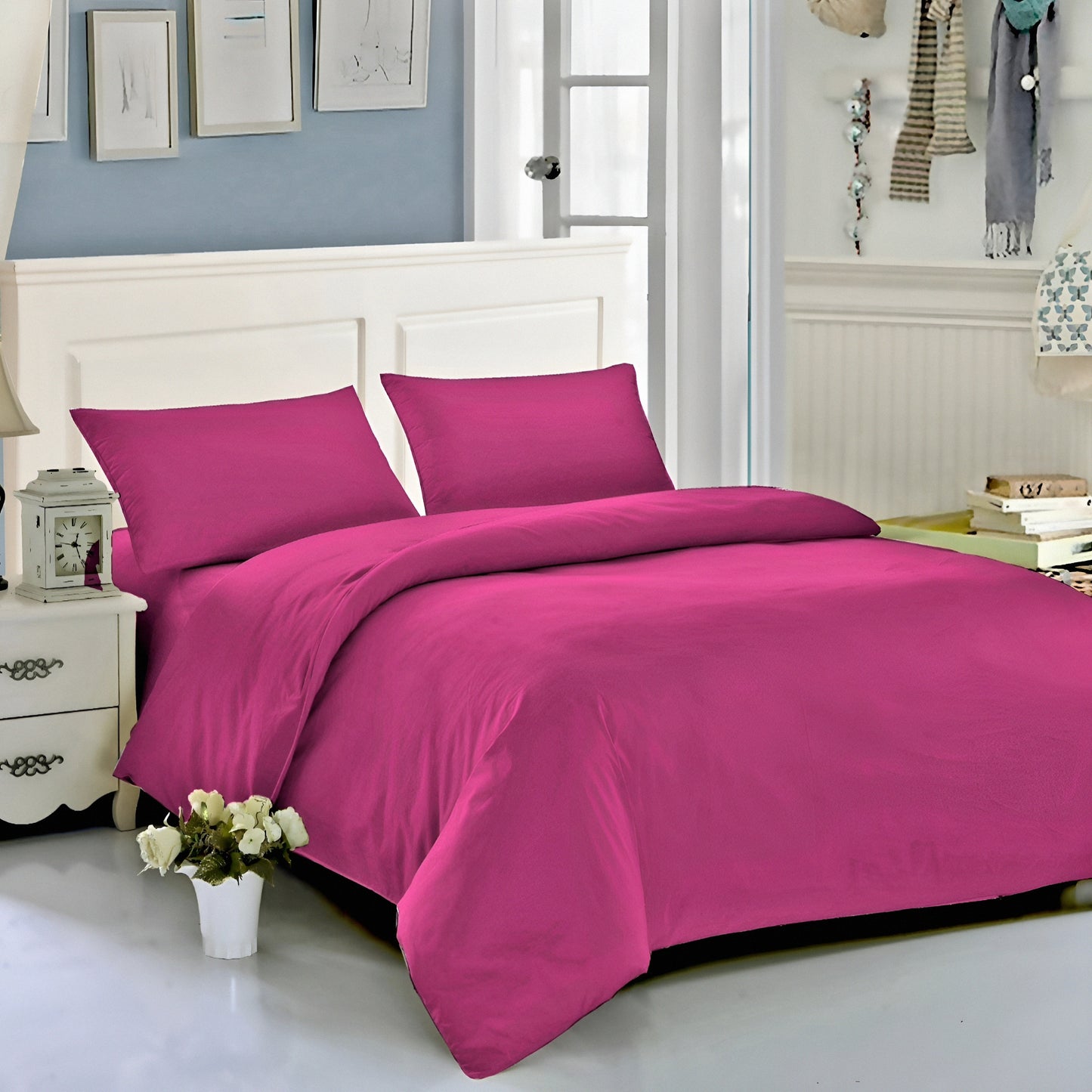 Soft magenta cotton bedding - مفارش قطنية ناعمة بلون فوشي
