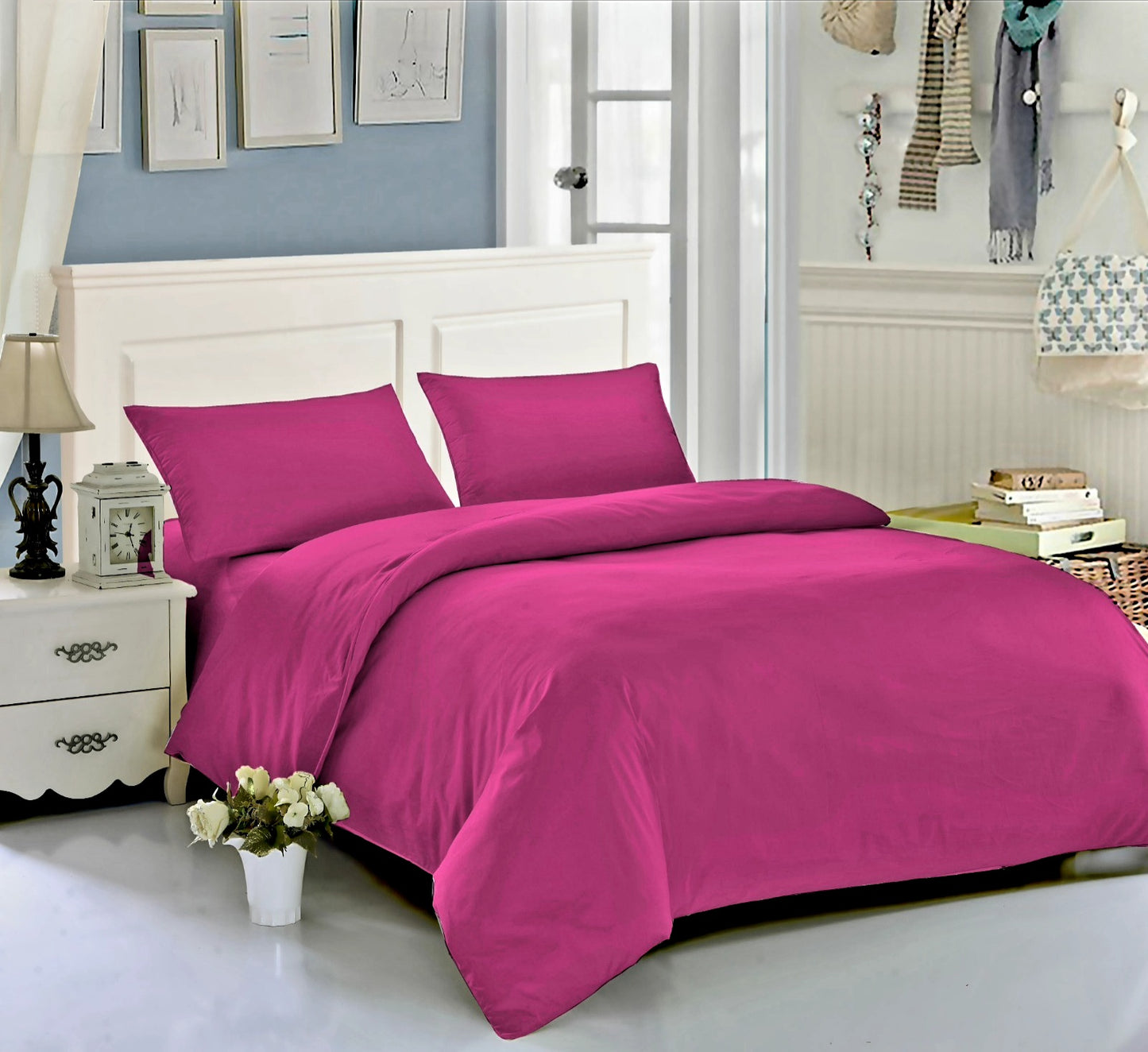 Soft magenta cotton bedding - مفارش قطنية ناعمة بلون فوشي