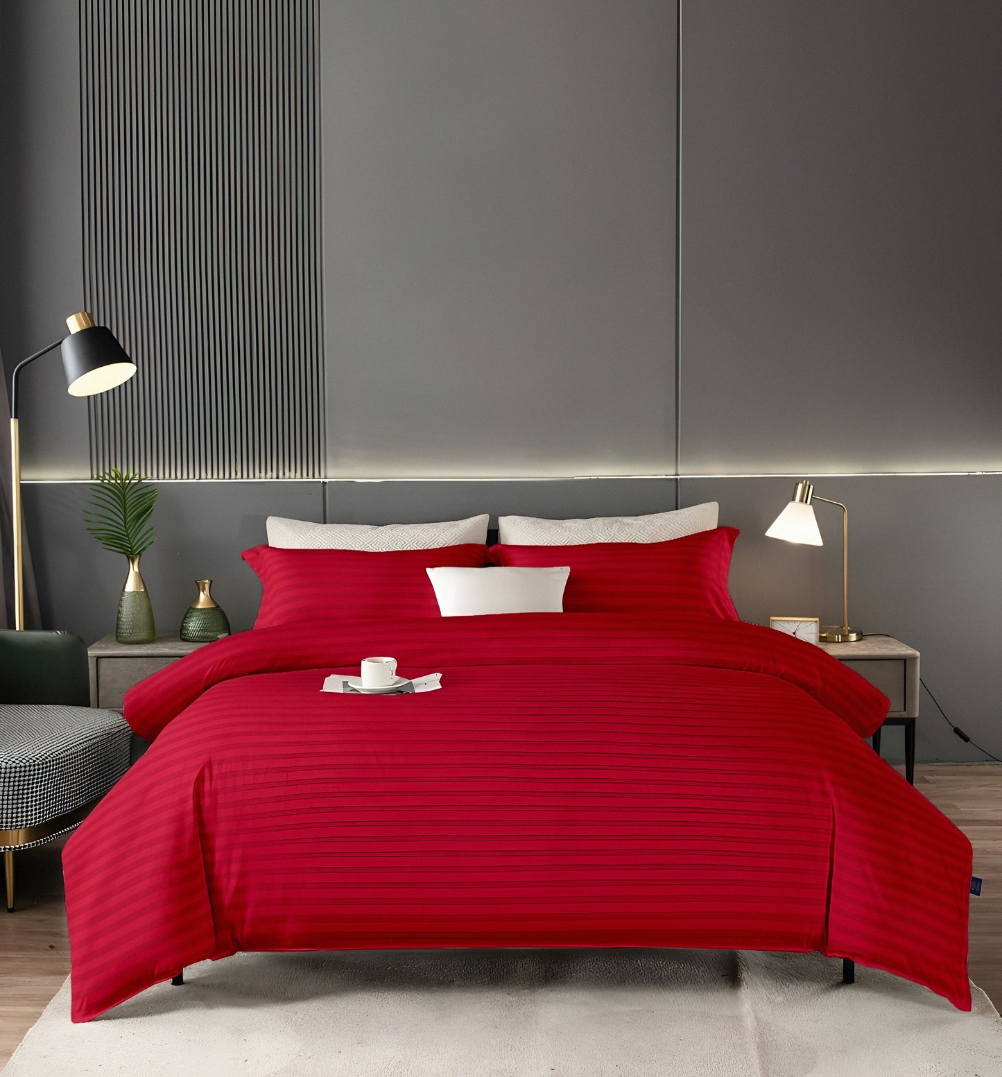 luxury-red-striped-bedsheet