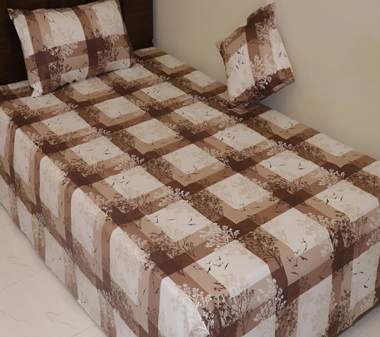 Elevate Your Bedroom with Checked Cotton Bedsheets – Orange & Dark Gray
