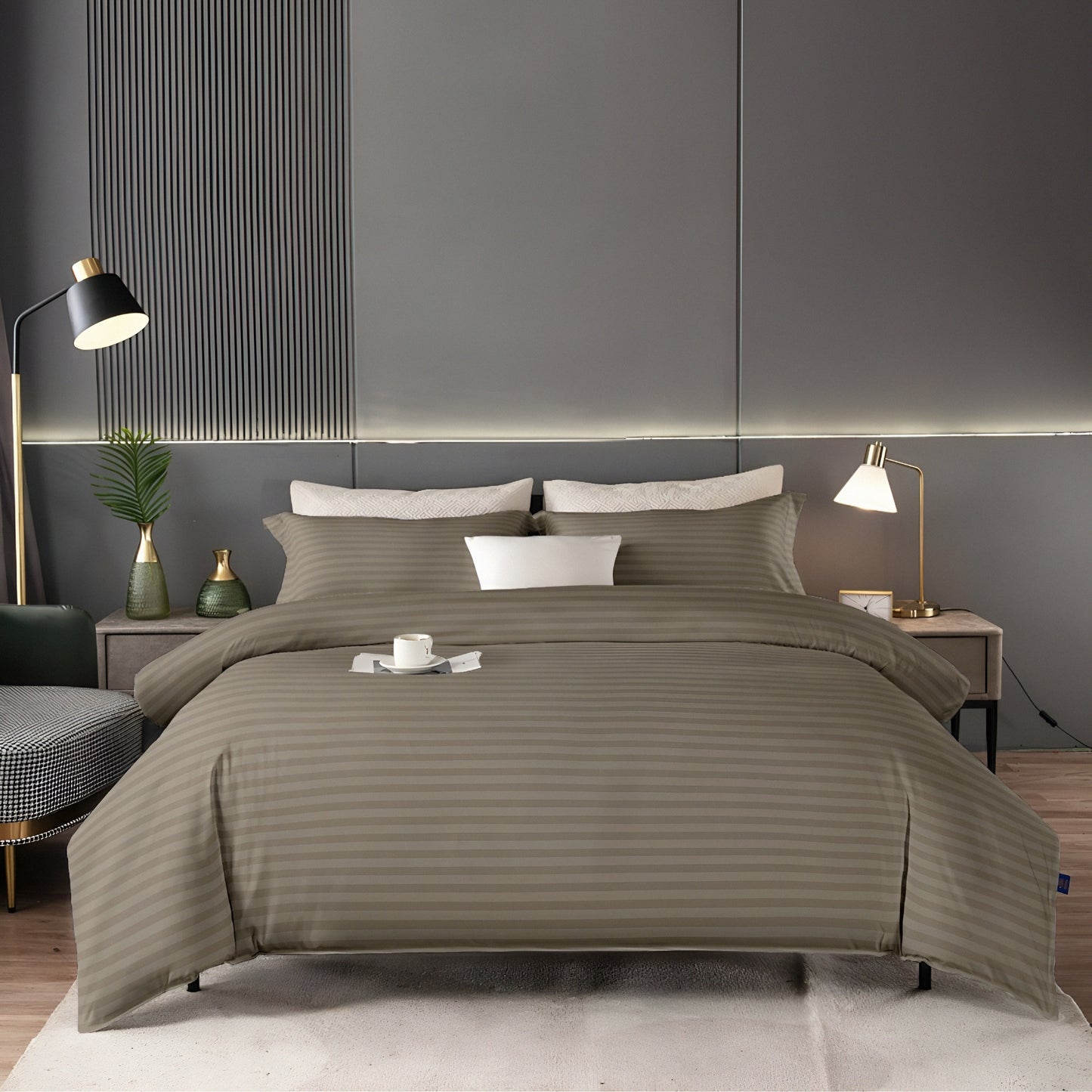 Hotel style brown bedsheet set with pillows