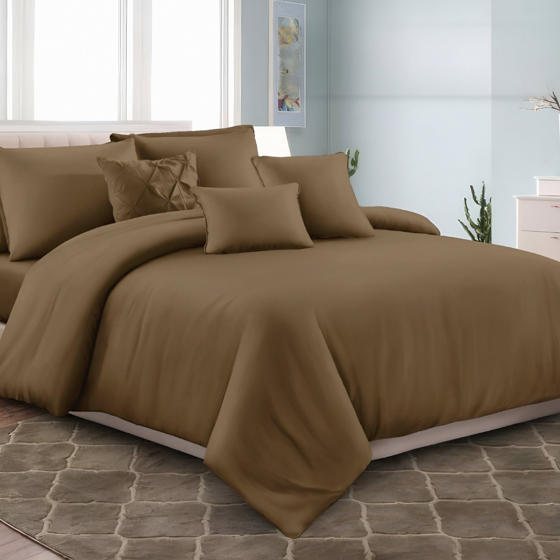 Soft breathable dark gold plain hotel quality bedding set all sizes