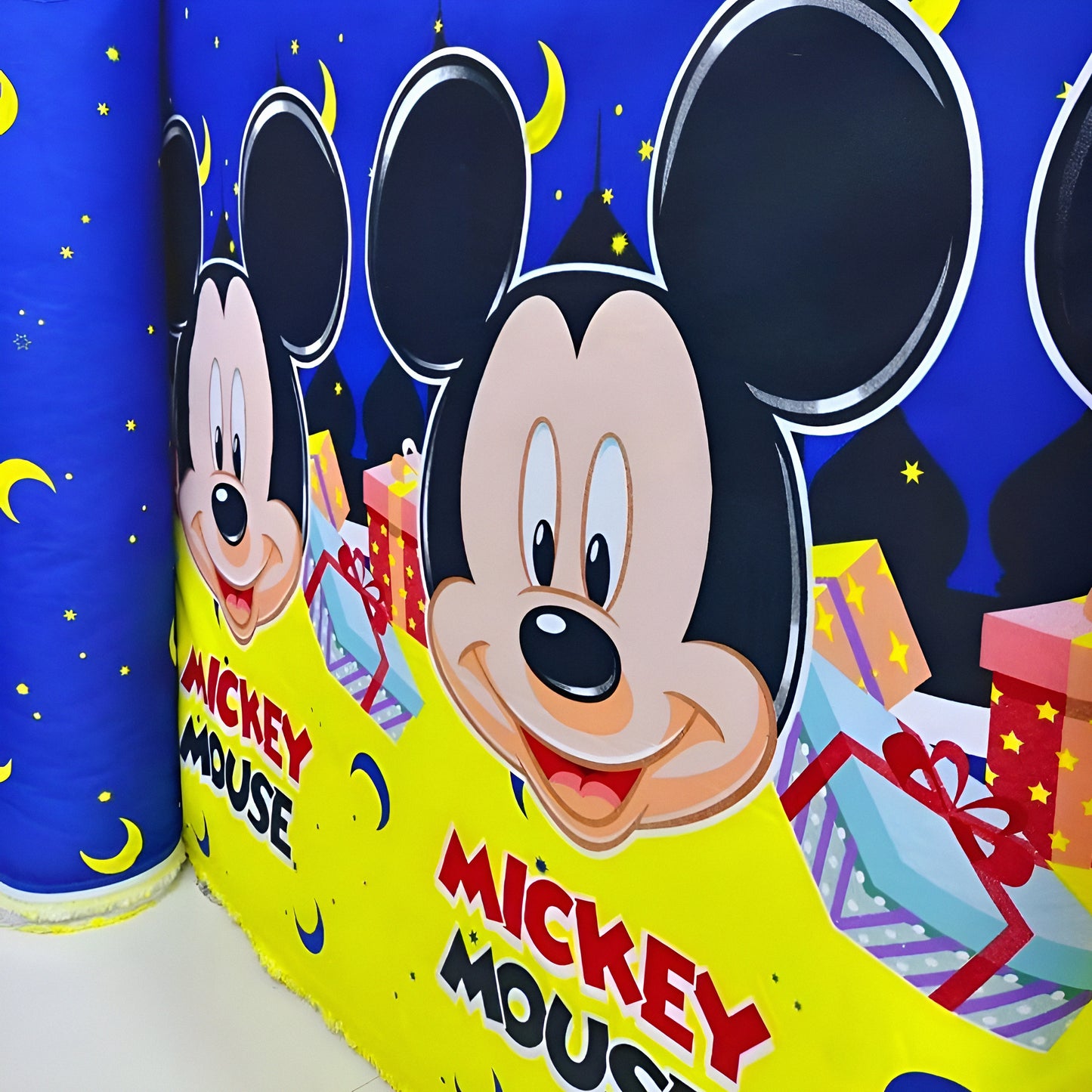 Character print cotton bedsheet with Mickey Mouse design, all sizes.