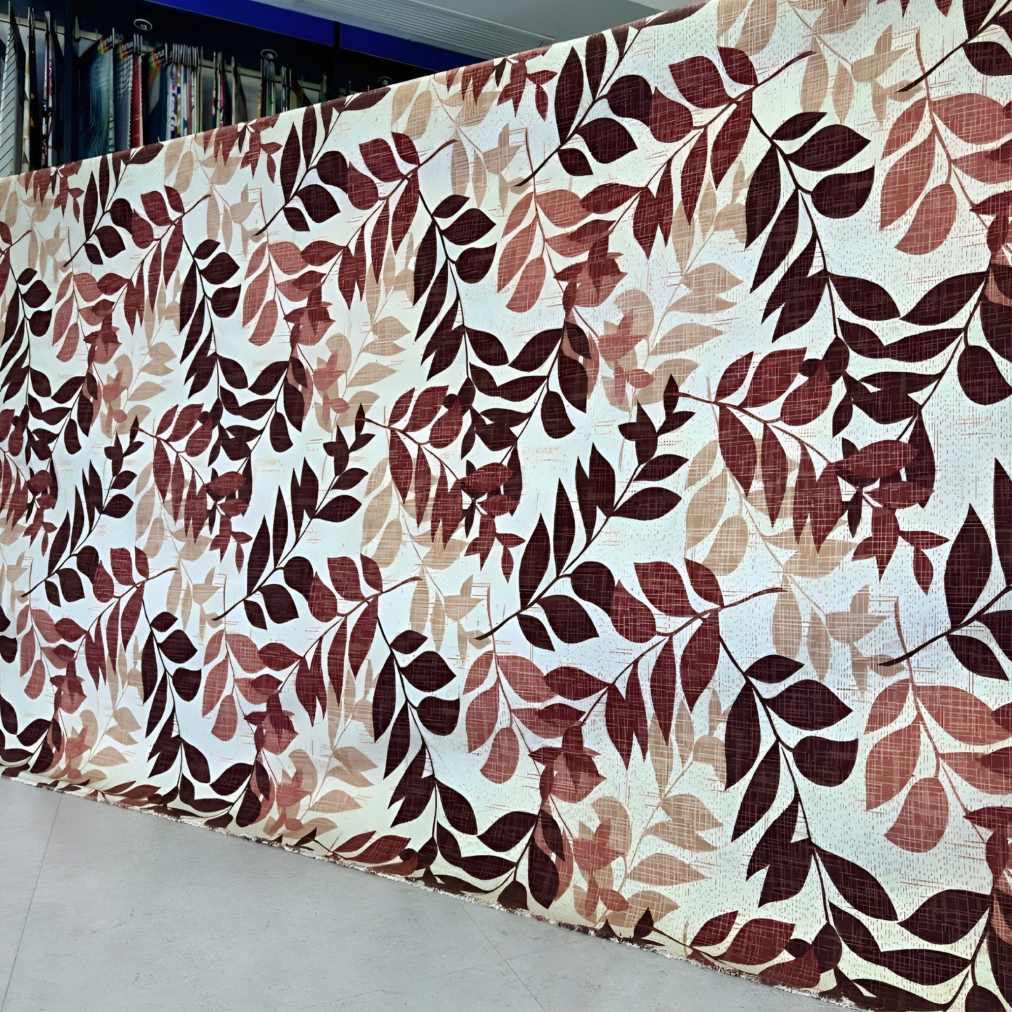 Fabric with a leaf pattern in brown and beige bedding all sizes and wholesale