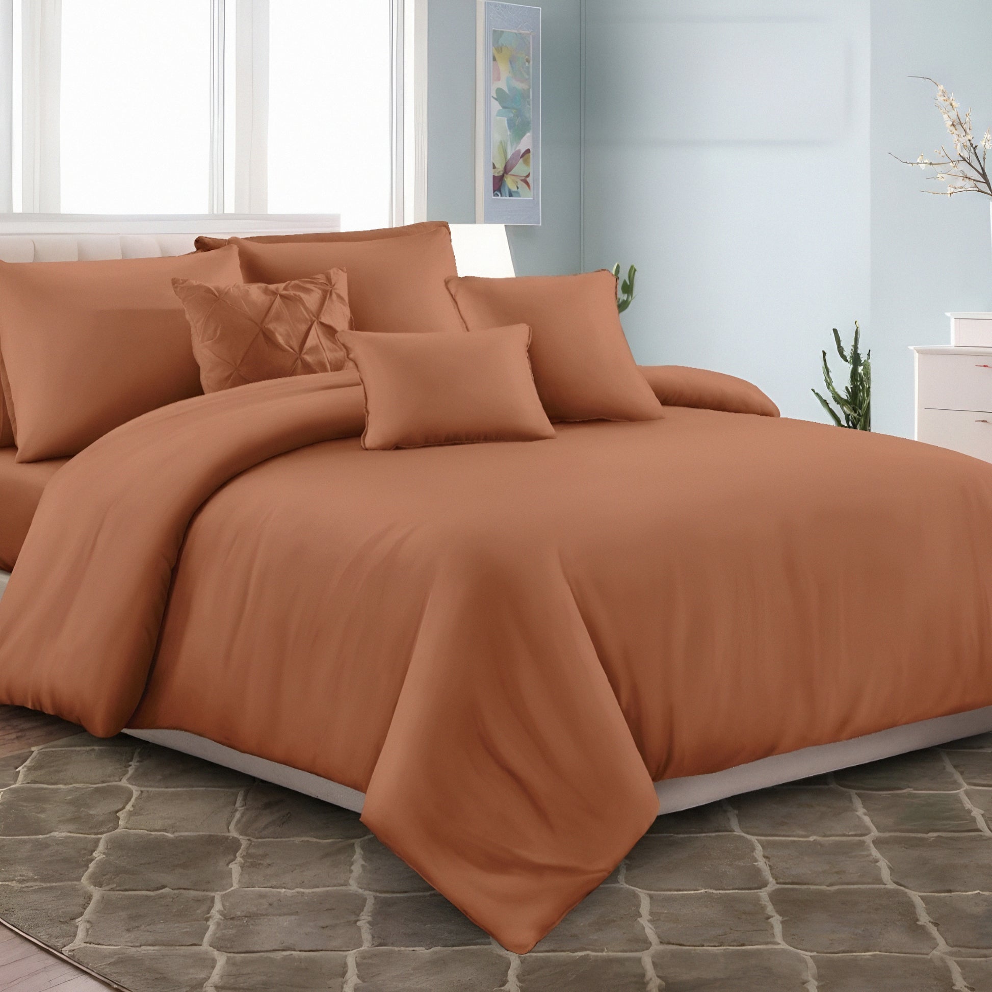Plain peach color cotton blend bedsheet for better sleep