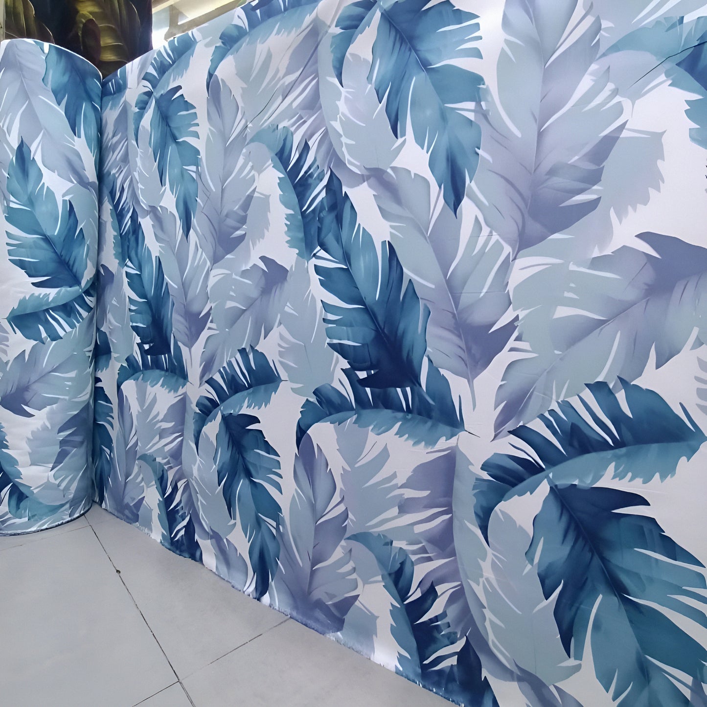 Luxury Wholesale bedsheet fabric roll in blue leaf print
