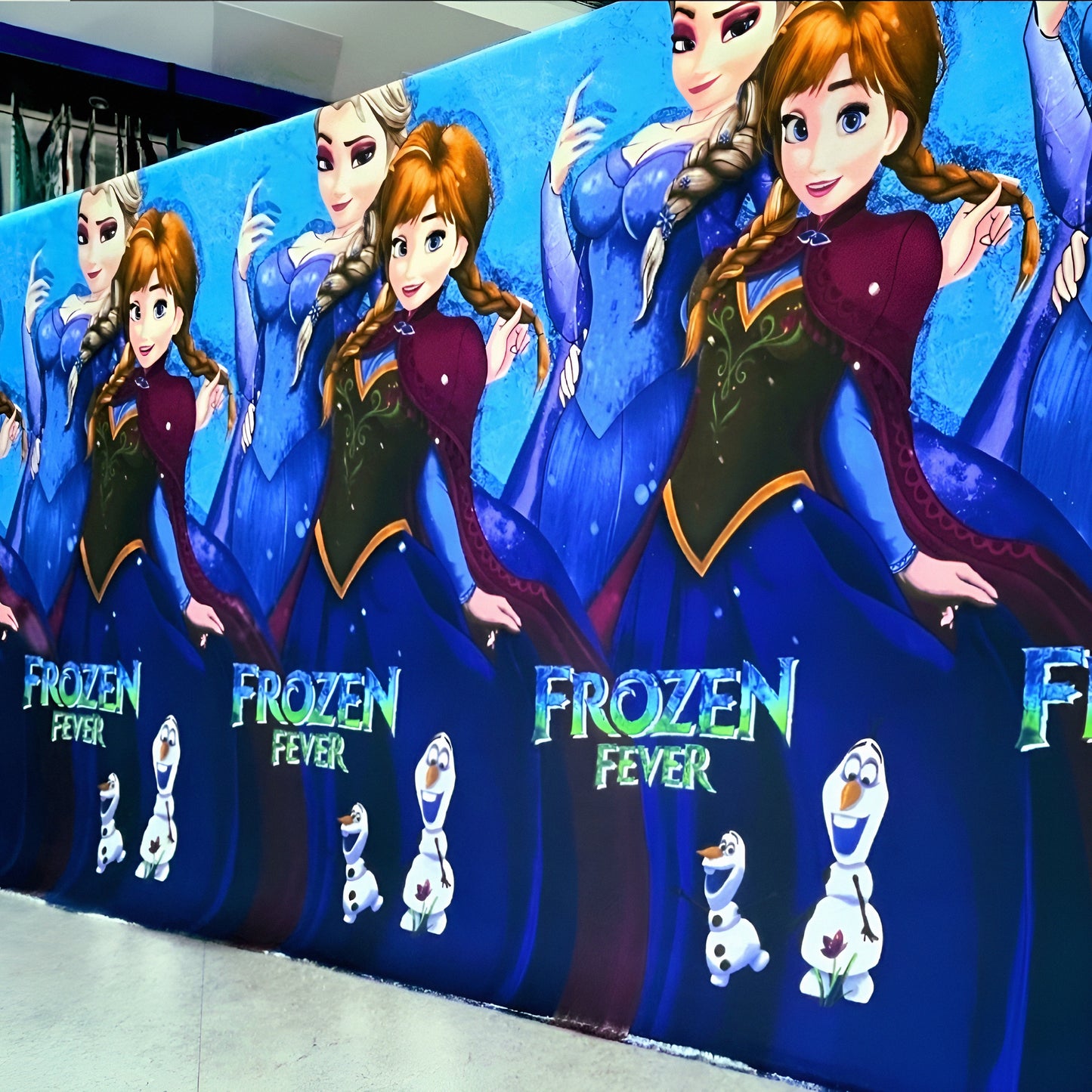 Frozen Fever cartoon bedsheet with colorful character design, featuring animated figures and bright patterns for kids’ bedroom.