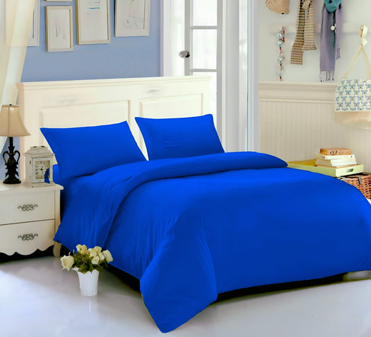 Royal blue plain bedsheet set - مفرش سرير أزرق فخم
