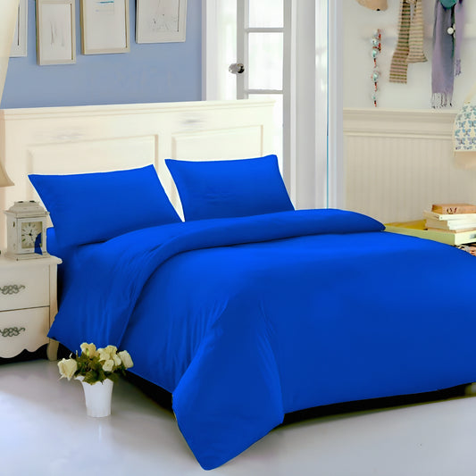 Royal blue plain bedsheet set - مفرش سرير أزرق فخم