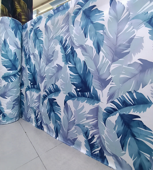 Wholesale bedsheet fabric roll in blue leaf print