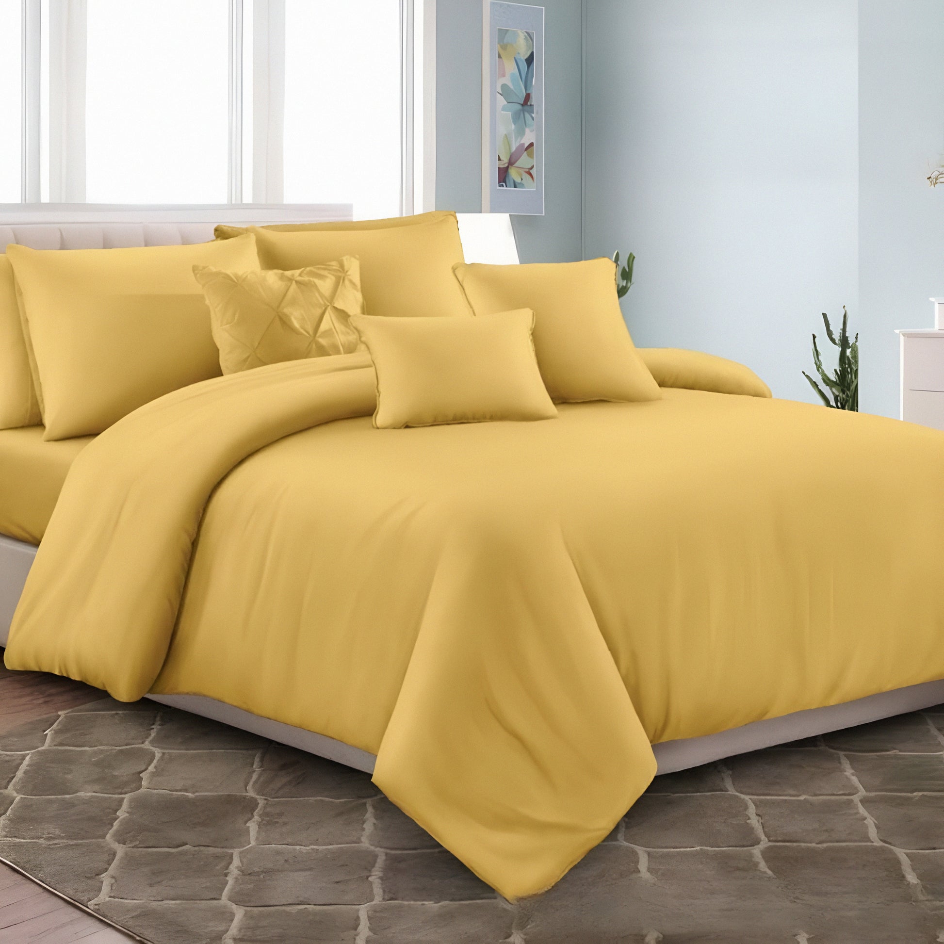 Luxury yellow plain hotel quality bedsheets in UAE 